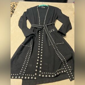 INC International Concepts STUD FIXTURE Open Long Black Cardigan Size: M